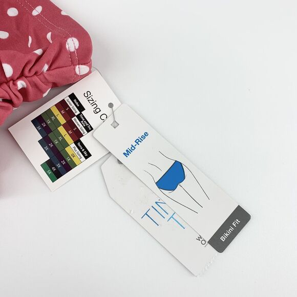 Time & Tru Pink Polka Dot Bikini Bottoms 2X (20W-22W) Women Mid Rise NWT - Picture 3 of 7